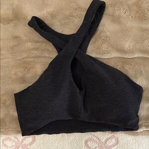 Bombshell Sportswear Charcoal Cross-Back Sports Bra